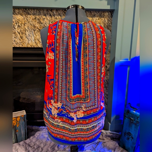 DR2 Red Multicolored sleeveless blouse - L - Picture 2 of 5